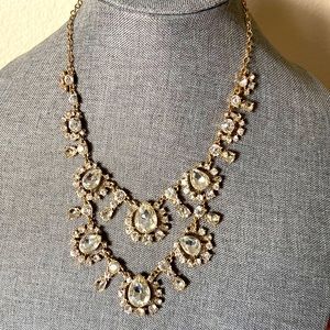 Vintage Two Strand Large Rhinestoned Necklace